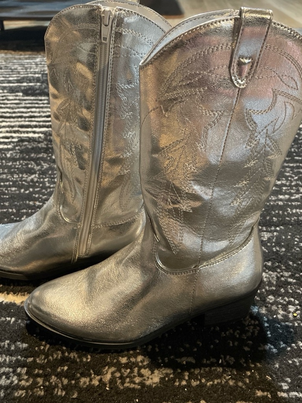 NYC Metallic Silver Kids Cowboy Boots